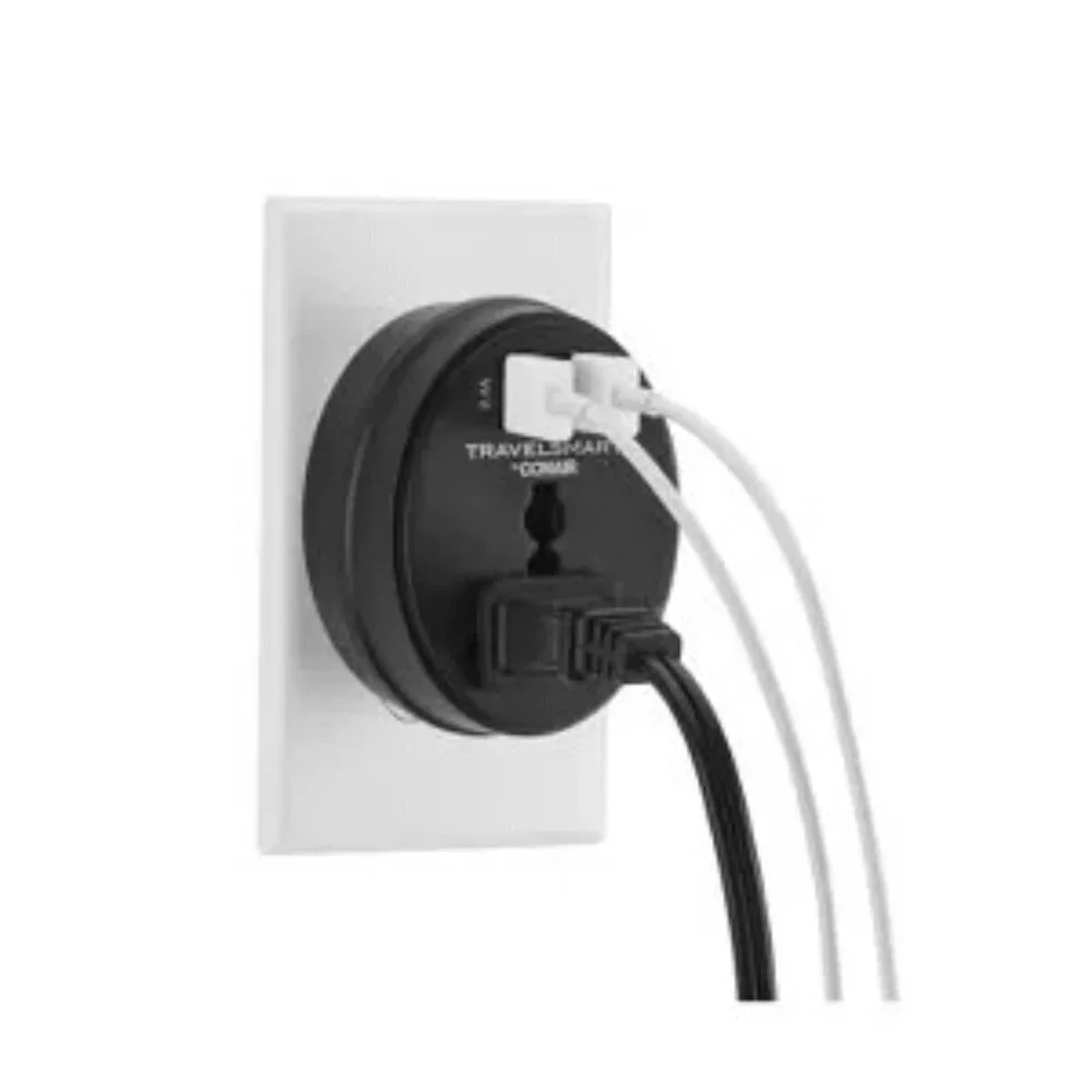 Travel Smart by Conair EU Adapter Plug with Outlet and 2 USB Ports